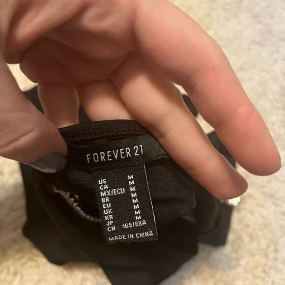 forever 21 black rhinestone open back bodysuit size medium - Picture 4 of 4